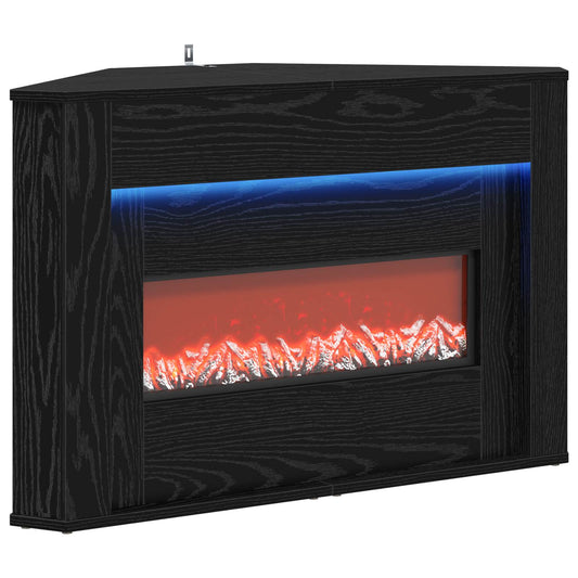 vidaXL Fireplace with LED Strip Black Oak 95 x 42.5 x 60 cm