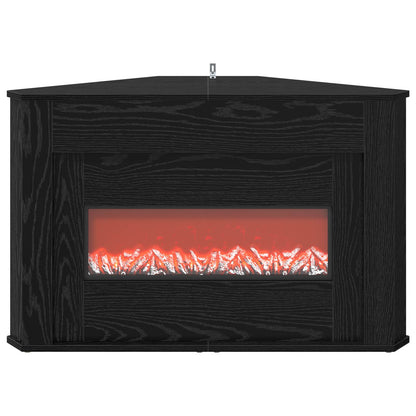 vidaXL Fireplace with LED Strip Black Oak 95 x 42.5 x 60 cm