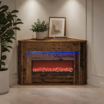 vidaXL Fireplace with LED Strip Old Wood 95 x 42.5 x 60 cm