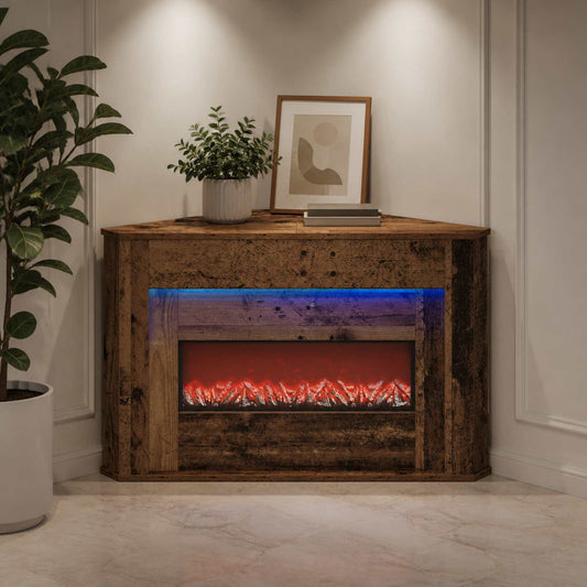 vidaXL Fireplace with LED Strip Old Wood 95 x 42.5 x 60 cm