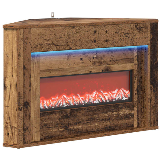 vidaXL Fireplace with LED Strip Old Wood 95 x 42.5 x 60 cm