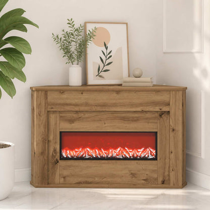 vidaXL Fireplace with LED Strip Artisan Oak 95 x 42.5 x 60 cm