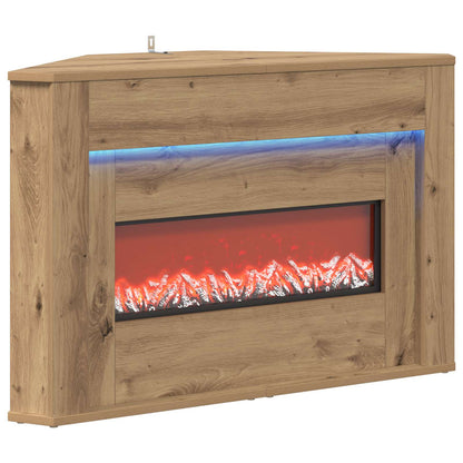 vidaXL Fireplace with LED Strip Artisan Oak 95 x 42.5 x 60 cm