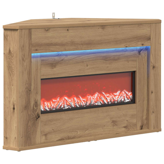 vidaXL Fireplace with LED Strip Artisan Oak 95 x 42.5 x 60 cm