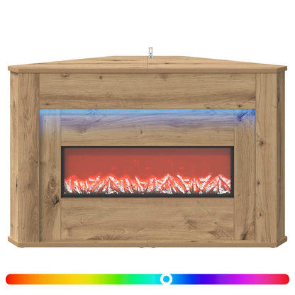 vidaXL Fireplace with LED Strip Artisan Oak 95 x 42.5 x 60 cm