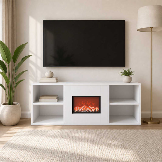 vidaXL Electric Fireplace White 100 x 37 x 45.5 cm Engineered wood