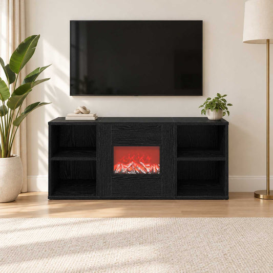 vidaXL Electric Fireplace Black Oak 100 x 37 x 45.5 cm Engineered wood