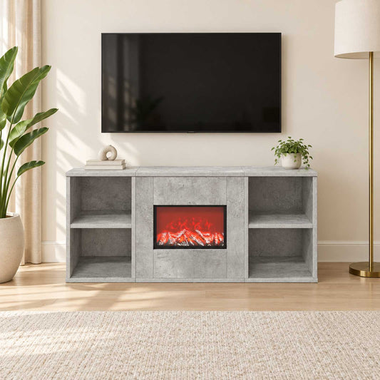 vidaXL Electric Fireplace Concrete 100 x 37 x 45.5 cm Engineered wood