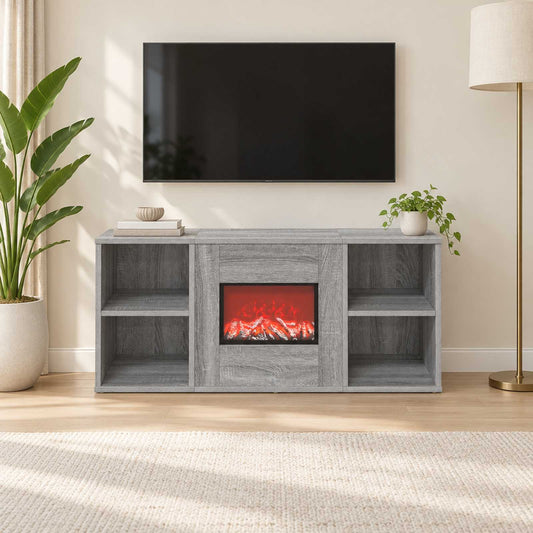 vidaXL Electric Fireplace Grey Sonoma 100 x 37 x 45.5 cm