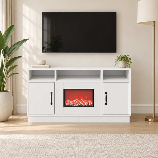 vidaXL Electric Fireplace White 100 x 33 x 55 cm Engineered wood