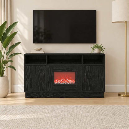 vidaXL Electric Fireplace Black Oak 100 x 33 x 55 cm Engineered wood