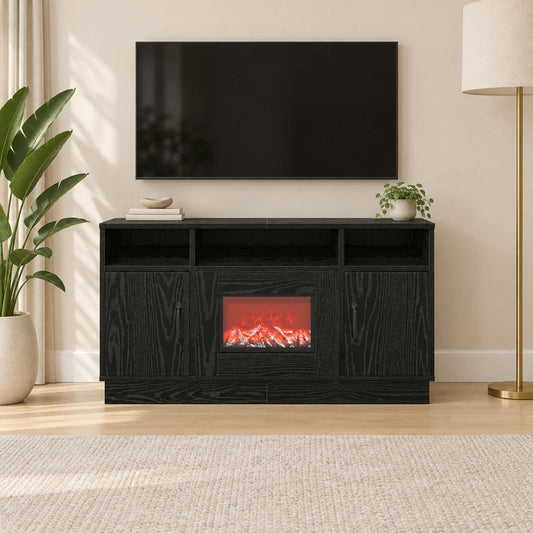 vidaXL Electric Fireplace Black Oak 100 x 33 x 55 cm Engineered wood