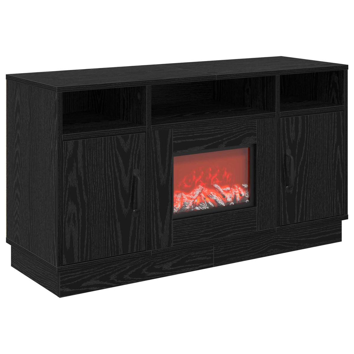 vidaXL Electric Fireplace Black Oak 100 x 33 x 55 cm Engineered wood