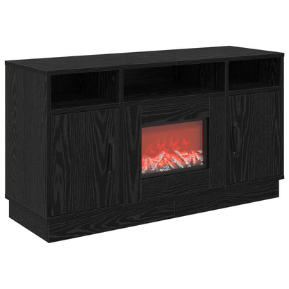 vidaXL Electric Fireplace Black Oak 100 x 33 x 55 cm Engineered wood