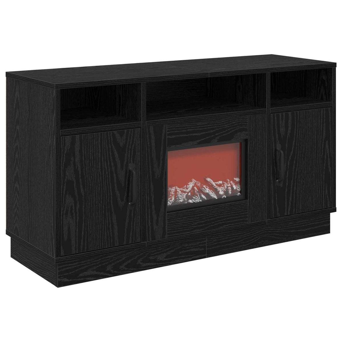 vidaXL Electric Fireplace Black Oak 100 x 33 x 55 cm Engineered wood