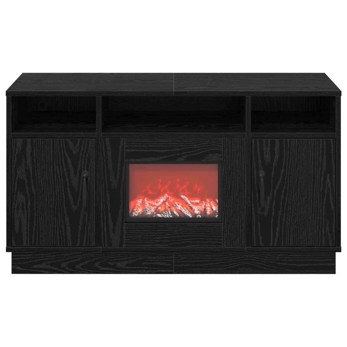 vidaXL Electric Fireplace Black Oak 100 x 33 x 55 cm Engineered wood