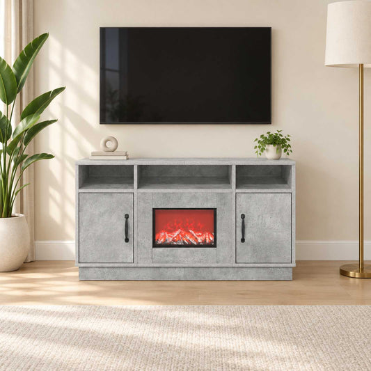 vidaXL Electric Fireplace Concrete 100 x 33 x 55 cm Engineered wood