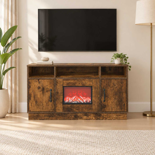 vidaXL Electric Fireplace Smoked Oak 100 x 33 x 55 cm Engineered wood