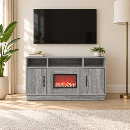 vidaXL Electric Fireplace Grey Sonoma 100 x 33 x 55 cm Engineered wood