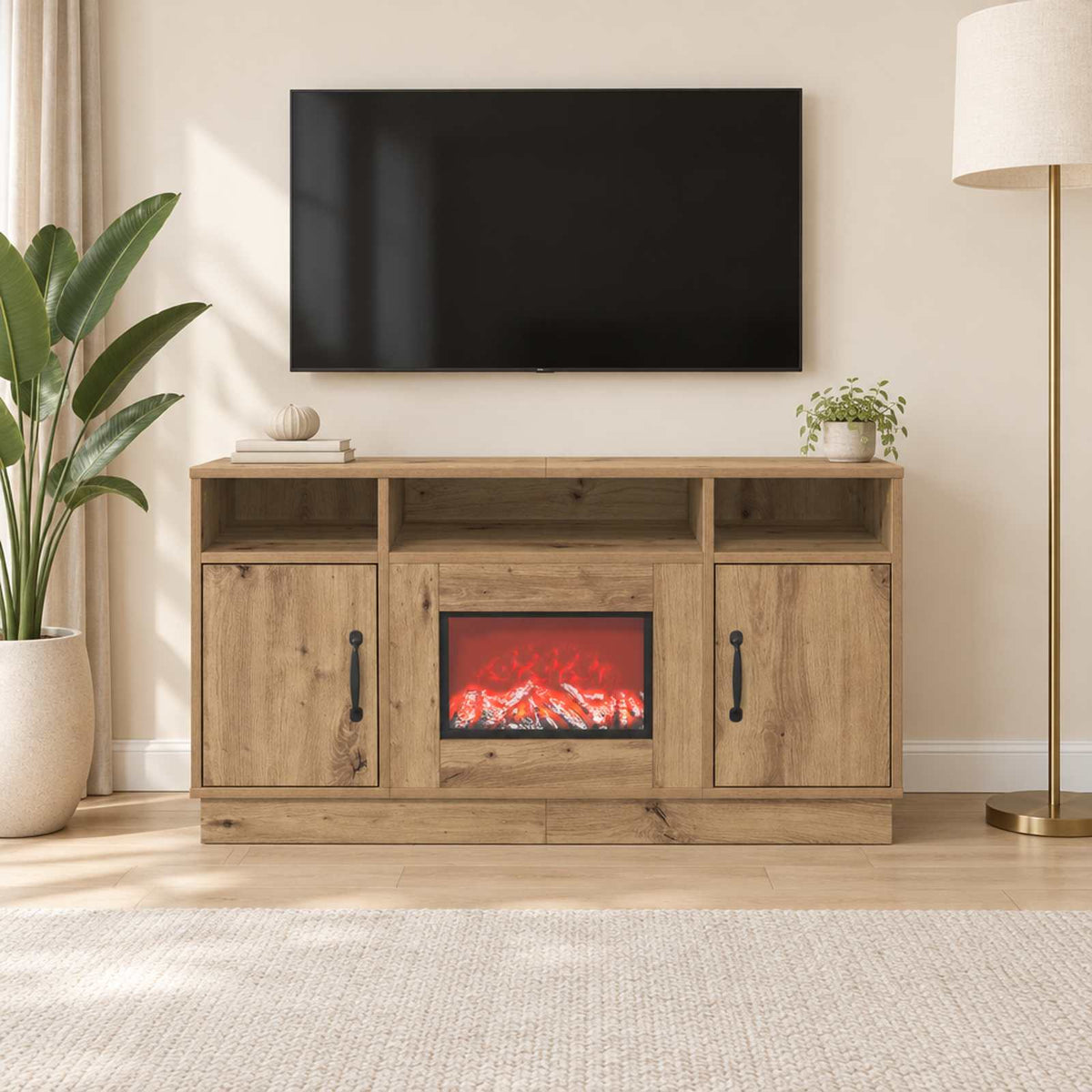 vidaXL Electric Fireplace Artisan Oak 100 x 33 x 55 cm Engineered wood