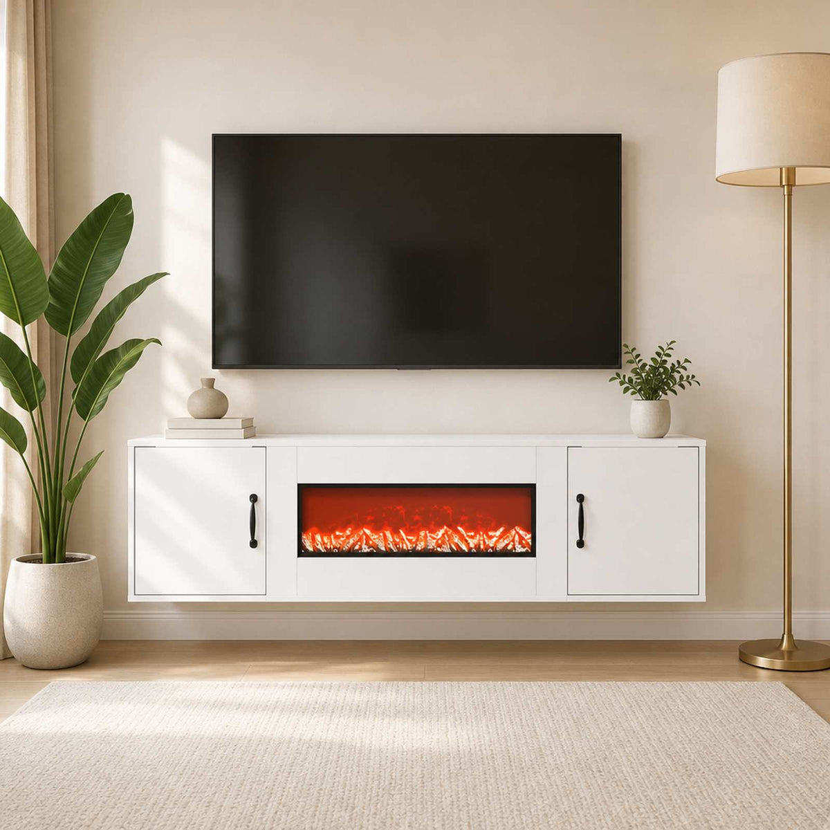 vidaXL Electric Fireplace White 140.5 x 30 x 39 cm Engineered wood