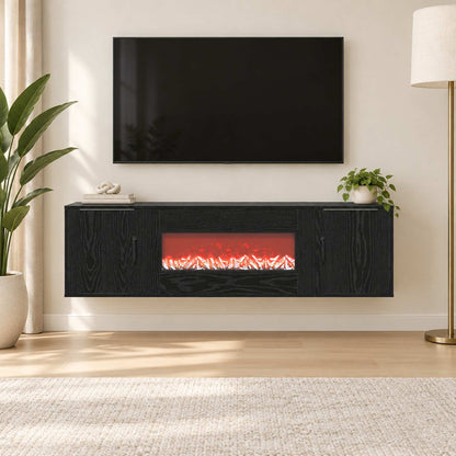 vidaXL Electric Fireplace Black Oak 140.5 x 30 x 39 cm Engineered wood