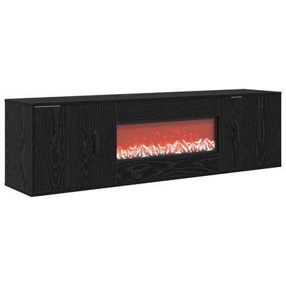 vidaXL Electric Fireplace Black Oak 140.5 x 30 x 39 cm Engineered wood
