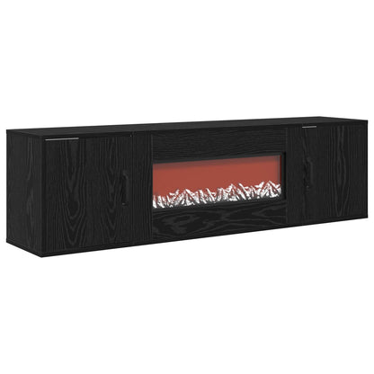 vidaXL Electric Fireplace Black Oak 140.5 x 30 x 39 cm Engineered wood