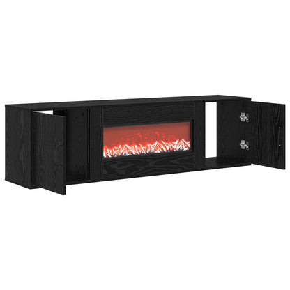 vidaXL Electric Fireplace Black Oak 140.5 x 30 x 39 cm Engineered wood