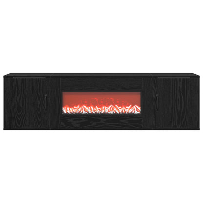 vidaXL Electric Fireplace Black Oak 140.5 x 30 x 39 cm Engineered wood