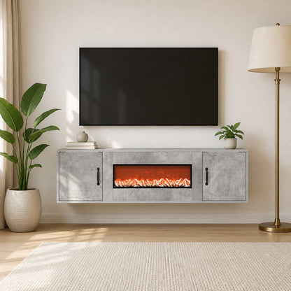 vidaXL Electric Fireplace Concrete 140.5 x 30 x 39 cm Engineered wood