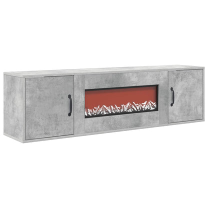 vidaXL Electric Fireplace Concrete 140.5 x 30 x 39 cm Engineered wood