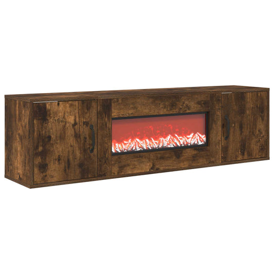 vidaXL Electric Fireplace Smoked Oak 140.5 x 30 x 39 cm