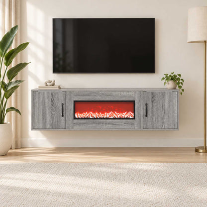 vidaXL Electric Fireplace Grey Sonoma 140.5 x 30 x 39 cm