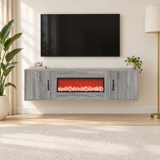 vidaXL Electric Fireplace Grey Sonoma 140.5 x 30 x 39 cm