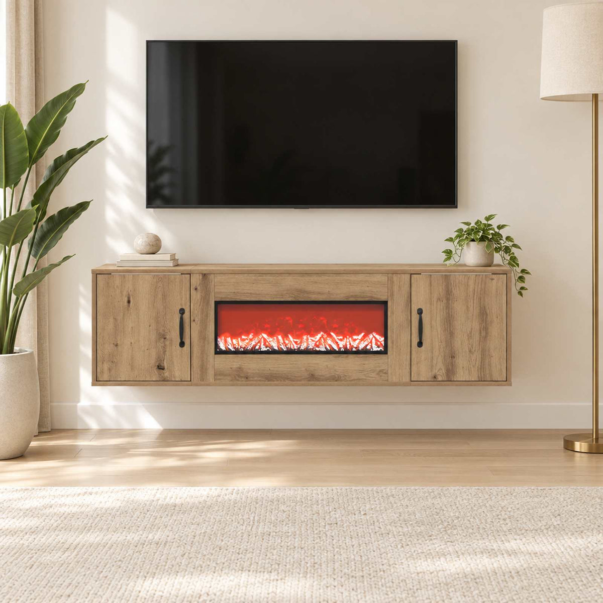 vidaXL Electric Fireplace Artisan Oak 140.5 x 30 x 39 cm
