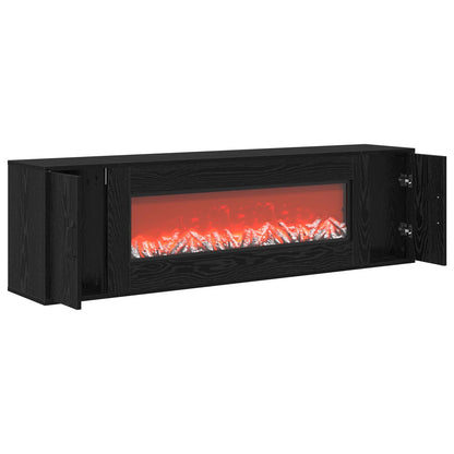 vidaXL Electric Fireplace Black Oak 155 x 30 x 44 cm Engineered wood