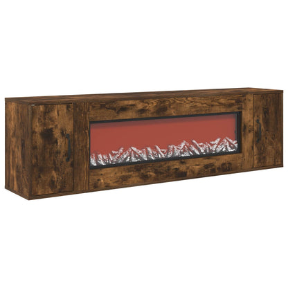 vidaXL Electric Fireplace Smoked Oak 155 x 30 x 44 cm Engineered wood