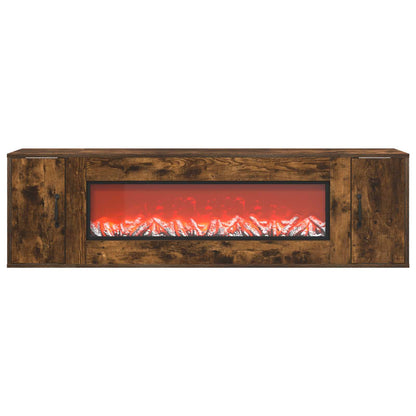 vidaXL Electric Fireplace Smoked Oak 155 x 30 x 44 cm Engineered wood
