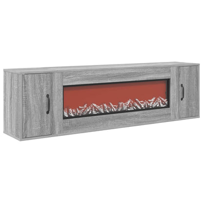 vidaXL Electric Fireplace Grey Sonoma 155 x 30 x 44 cm Engineered wood