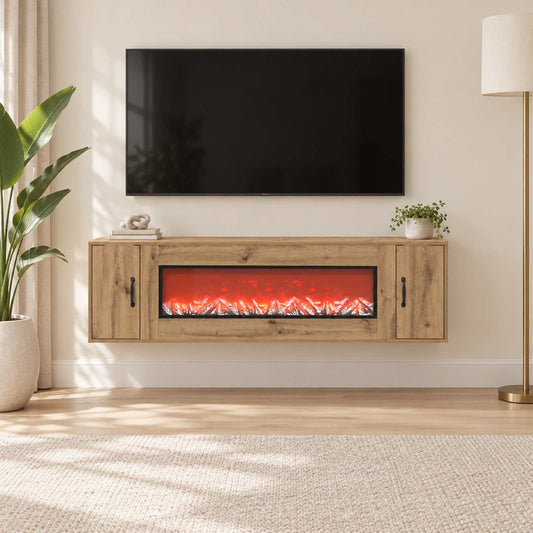 vidaXL Electric Fireplace Artisan Oak 155 x 30 x 44 cm Engineered wood