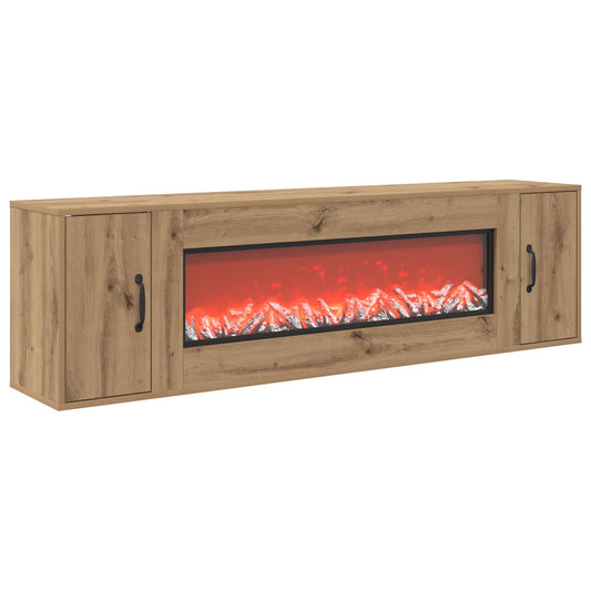 vidaXL Electric Fireplace Artisan Oak 155 x 30 x 44 cm Engineered wood
