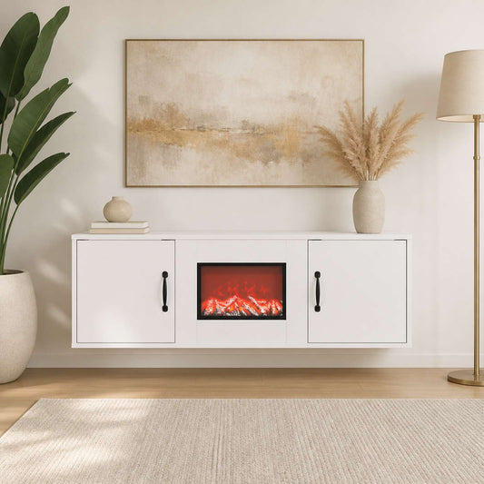 vidaXL Electric Fireplace White 110 x 30 x 36.5 cm Engineered wood