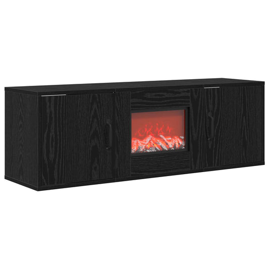 vidaXL Electric Fireplace Black Oak 110 x 30 x 36.5 cm Engineered wood
