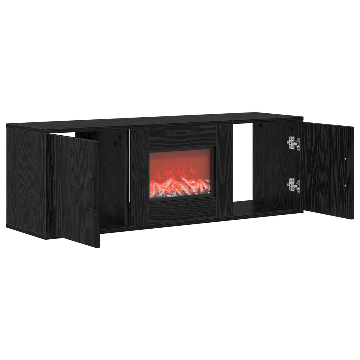 vidaXL Electric Fireplace Black Oak 110 x 30 x 36.5 cm Engineered wood