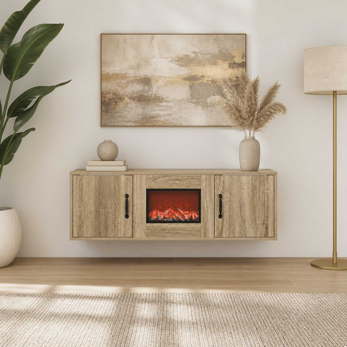 vidaXL Electric Fireplace Sonoma 110 x 30 x 36.5 cm Engineered wood