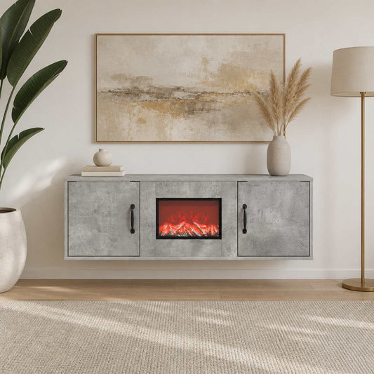vidaXL Electric Fireplace Concrete 110 x 30 x 36.5 cm Engineered wood