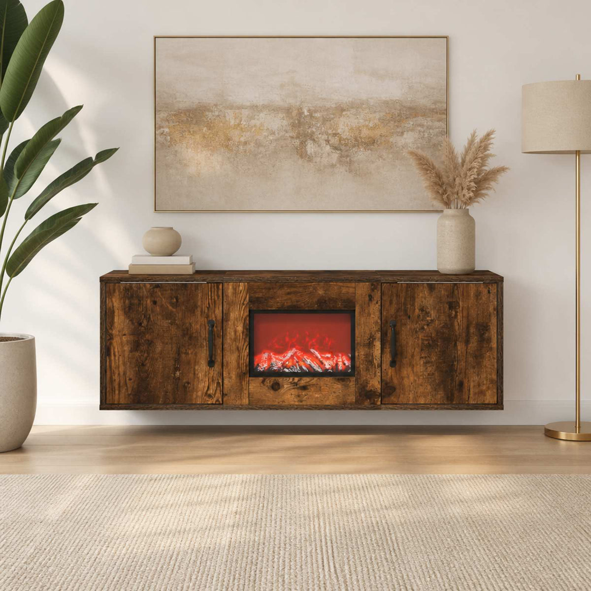vidaXL Electric Fireplace Smoked Oak 110 x 30 x 36.5 cm