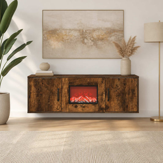 vidaXL Electric Fireplace Smoked Oak 110 x 30 x 36.5 cm