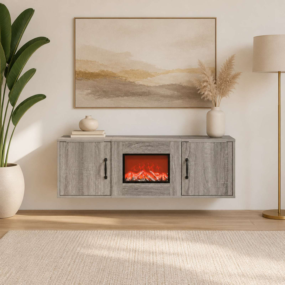vidaXL Electric Fireplace Grey Sonoma 110 x 30 x 36.5 cm